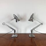 Pair of vintage stripped and polished Herbert Terry anglepoise lamps