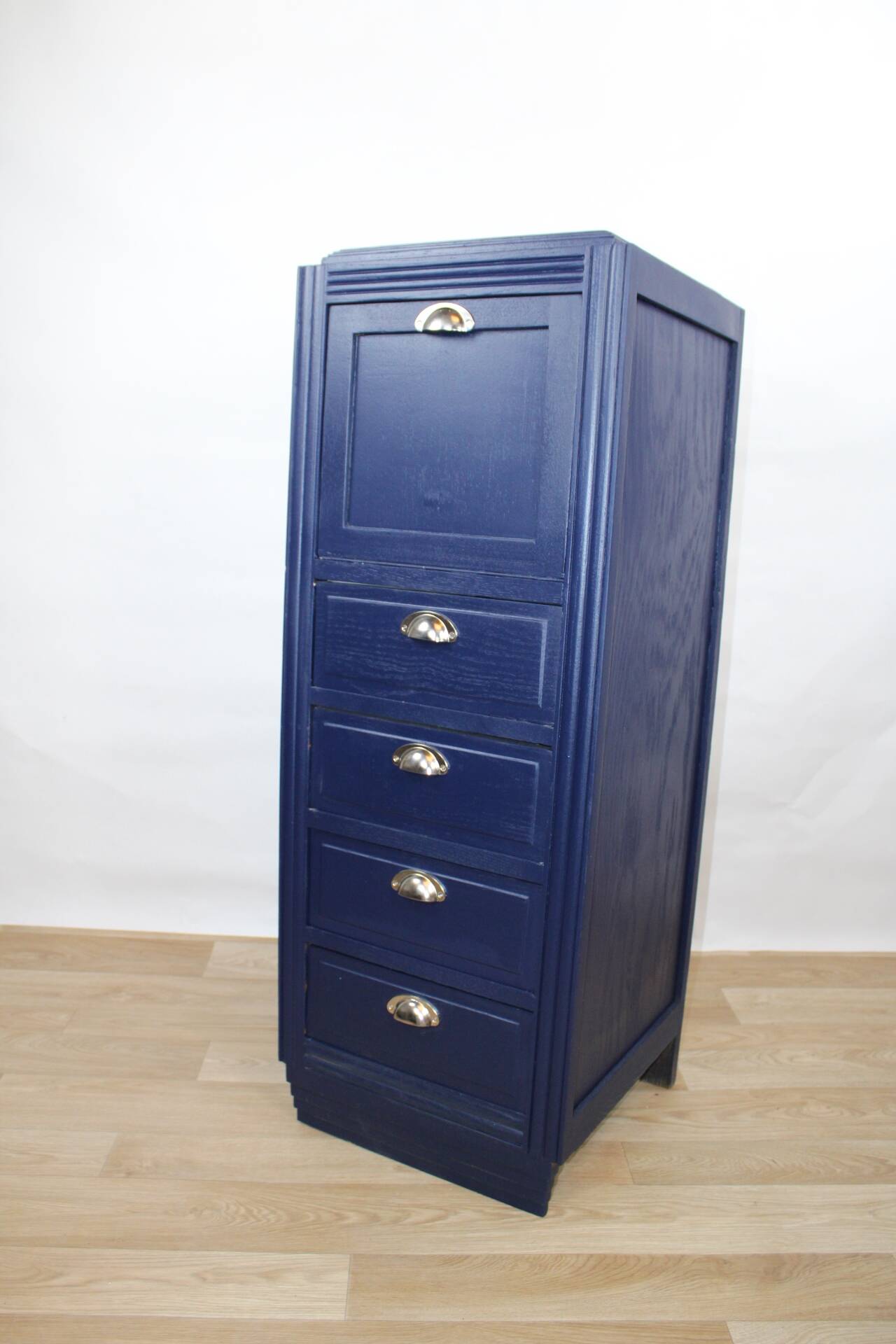 Art Deco midnight blue chest of drawers, 1950s France