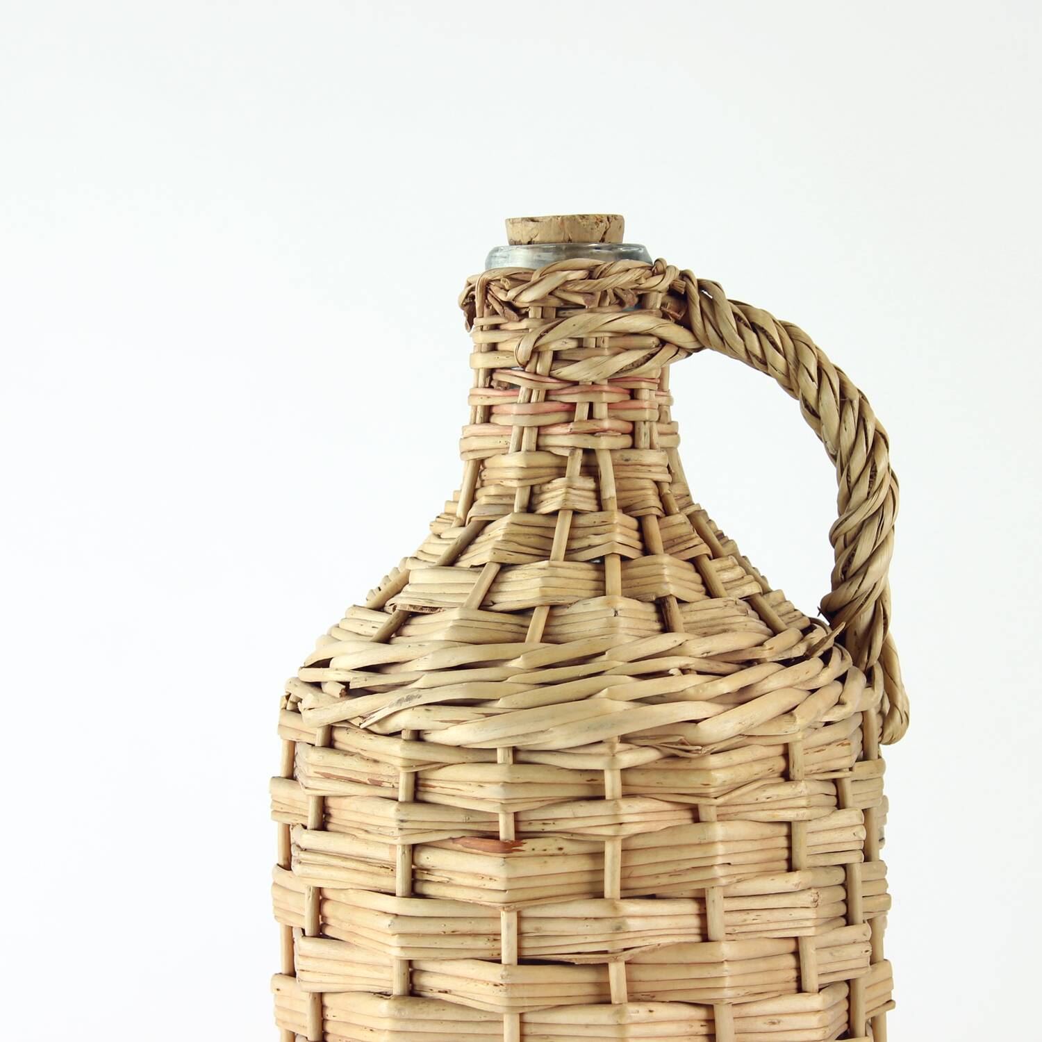 Bouteille en osier tressé vintage Demojohn, Tchécoslovaquie, années 1950