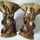 Two naturalistic stoneware vases – raised oak branches & acorns