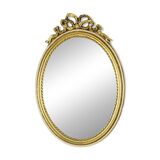 Oval Gold Leaf Gilded Mirror Classic Facet France 52cm