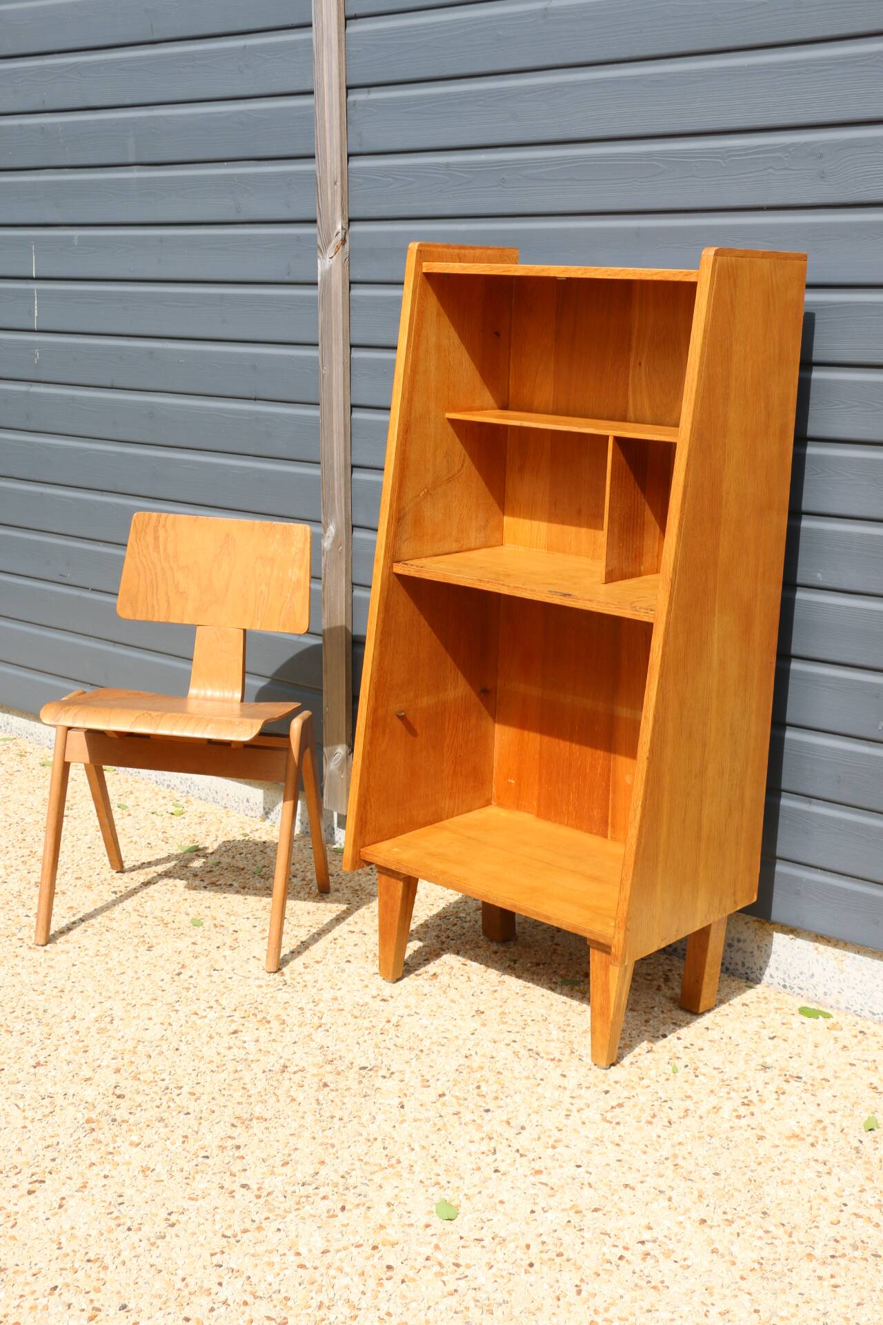 Meuble bibliothèque niches 1950