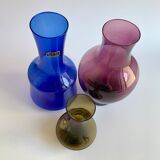 Midcentury Modern glass vases set of 3, Finland 1960s