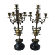 Pair of bronze Napoleon III marble candelabra with mantelpiece decoration