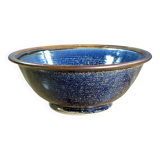 Large blue-brown glazed stoneware bowl signed, diameter 25cm