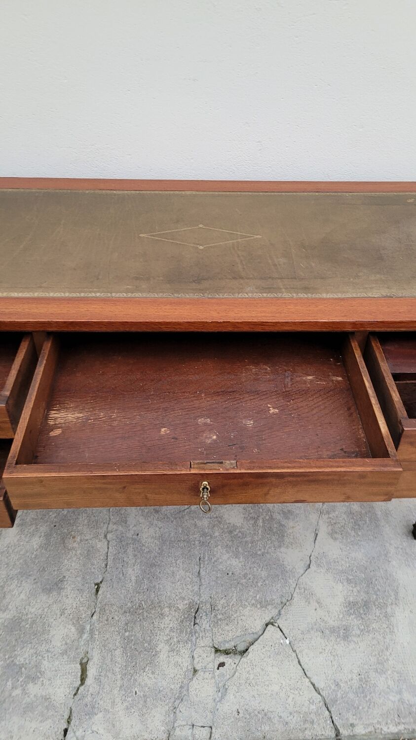 Louis XVI style flat desk in 19th century mahogany