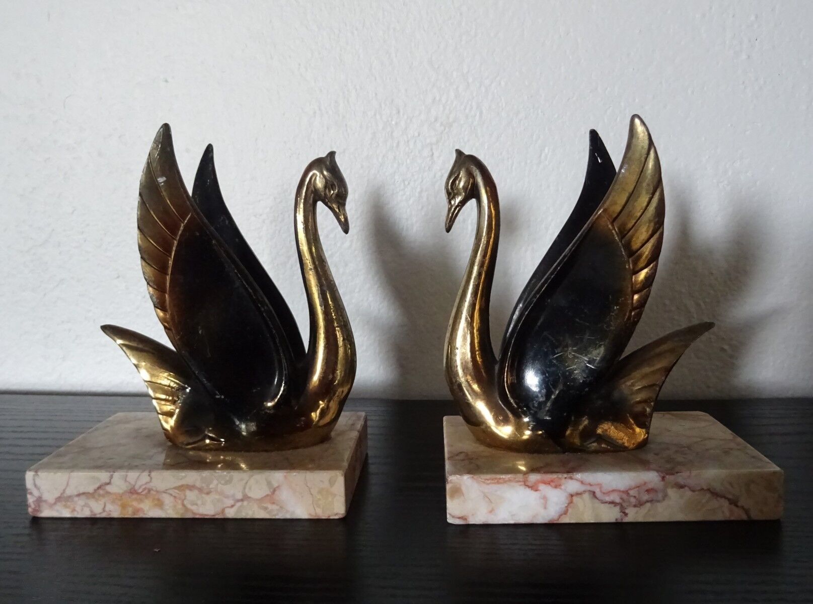 Serre-livres cygnes art déco