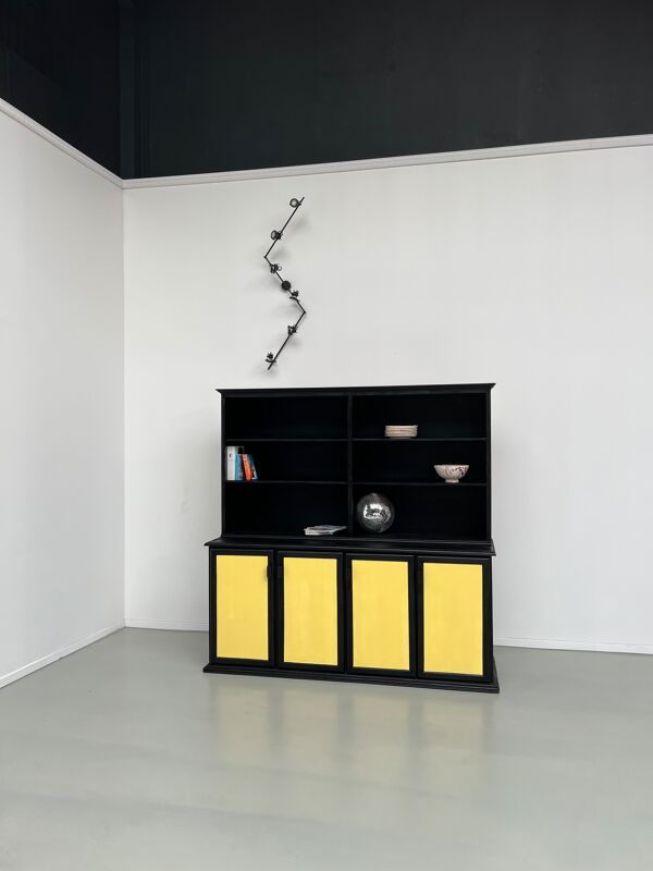 Buffet 2 corps, format XXL, ancien meuble d'école en bois