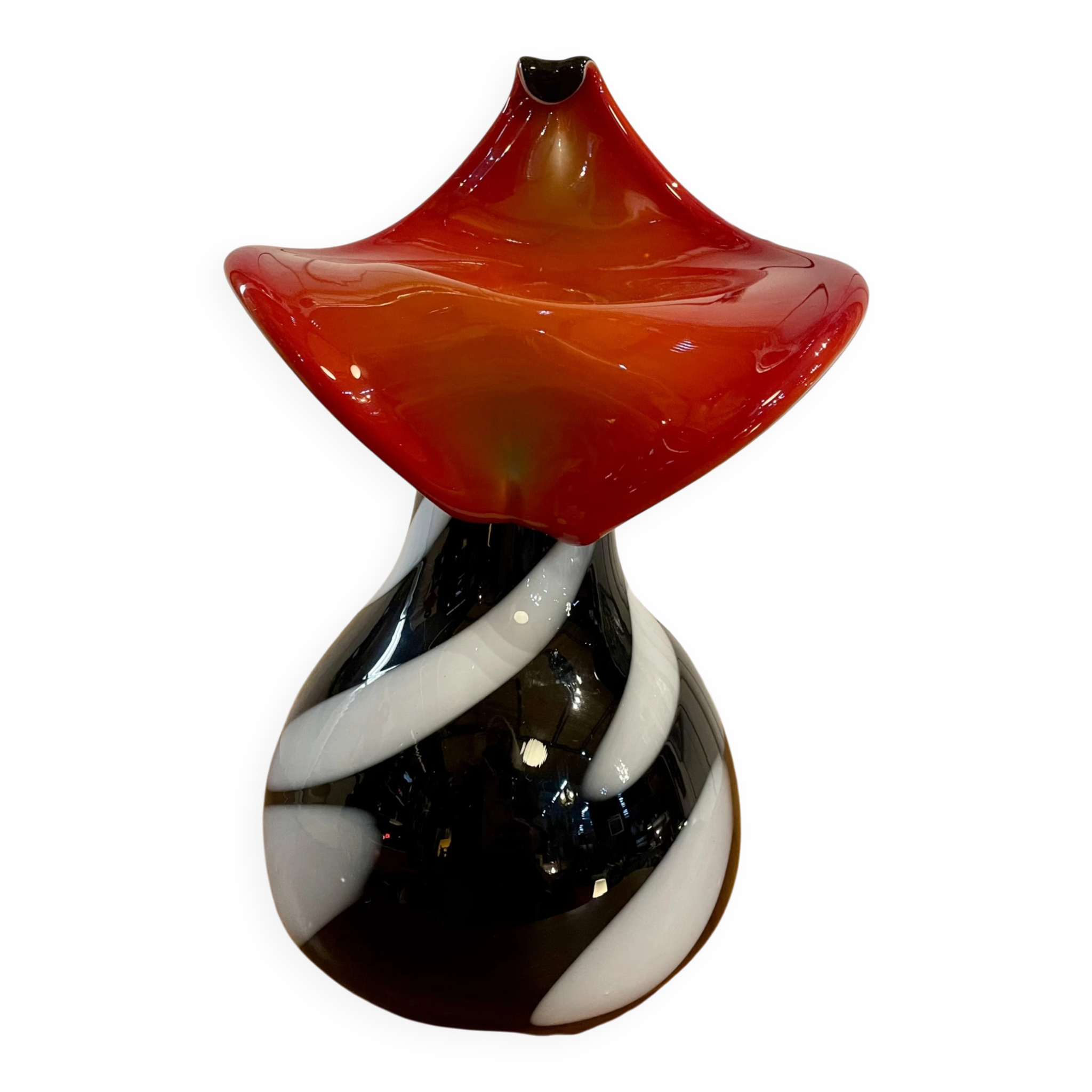 Vase en verre "zebra" italien