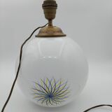 Hand-painted opaline ball lamp signed 1970s