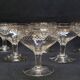 12 old champagne glasses in blown and engraved glass
