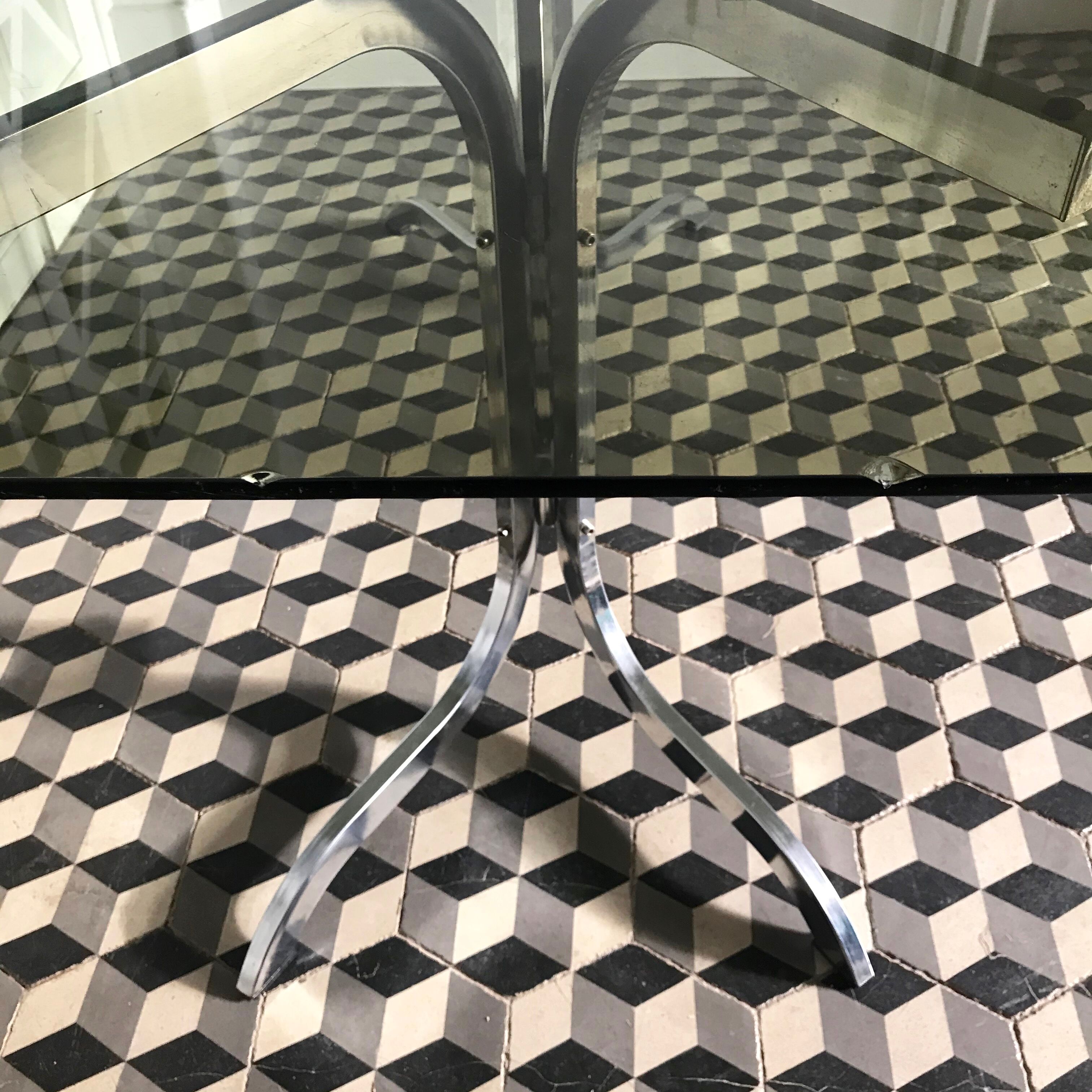 Vintage dining table in green smoked glass