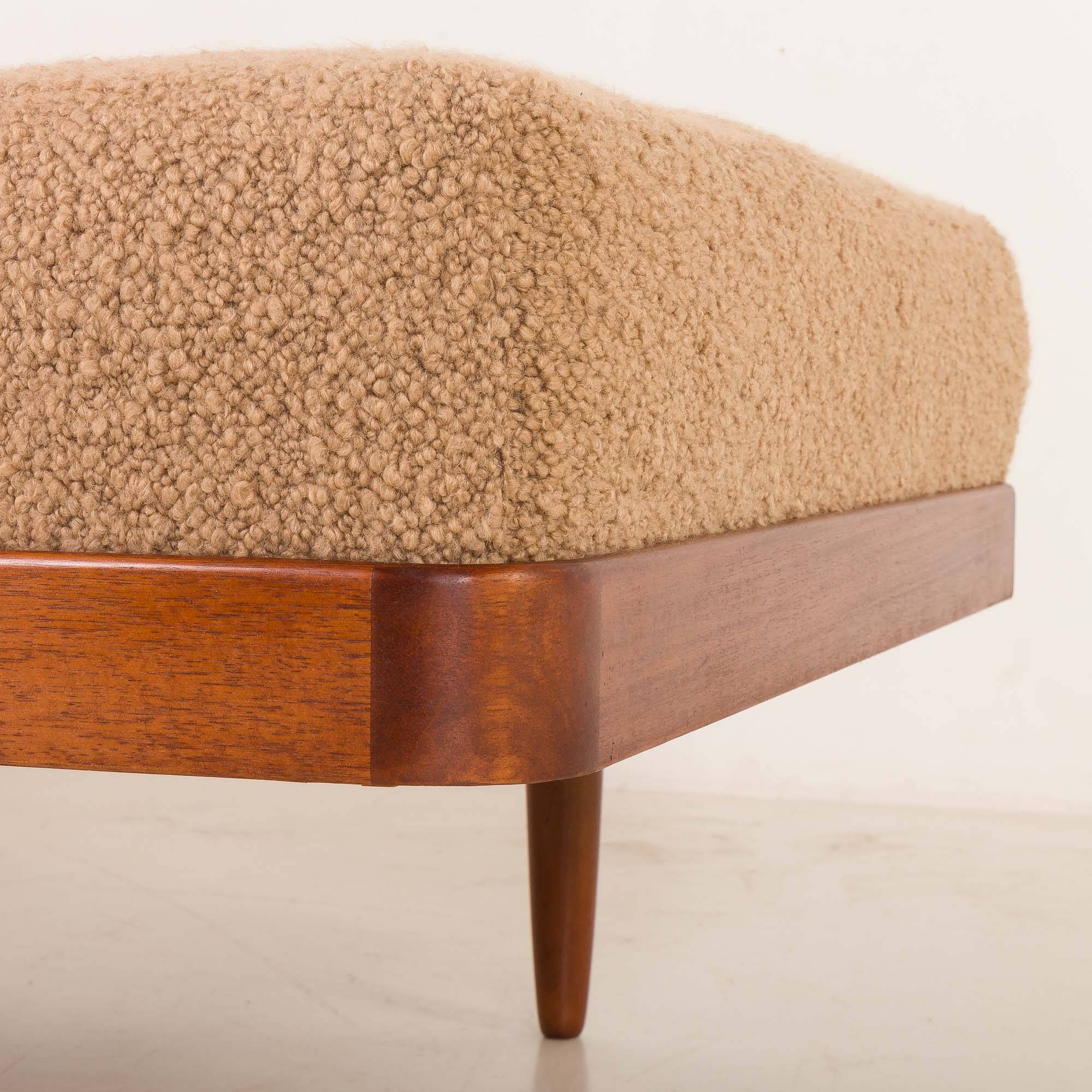 Scandinavian mid century daybed in natural boucle fabric, Denmark 1960s