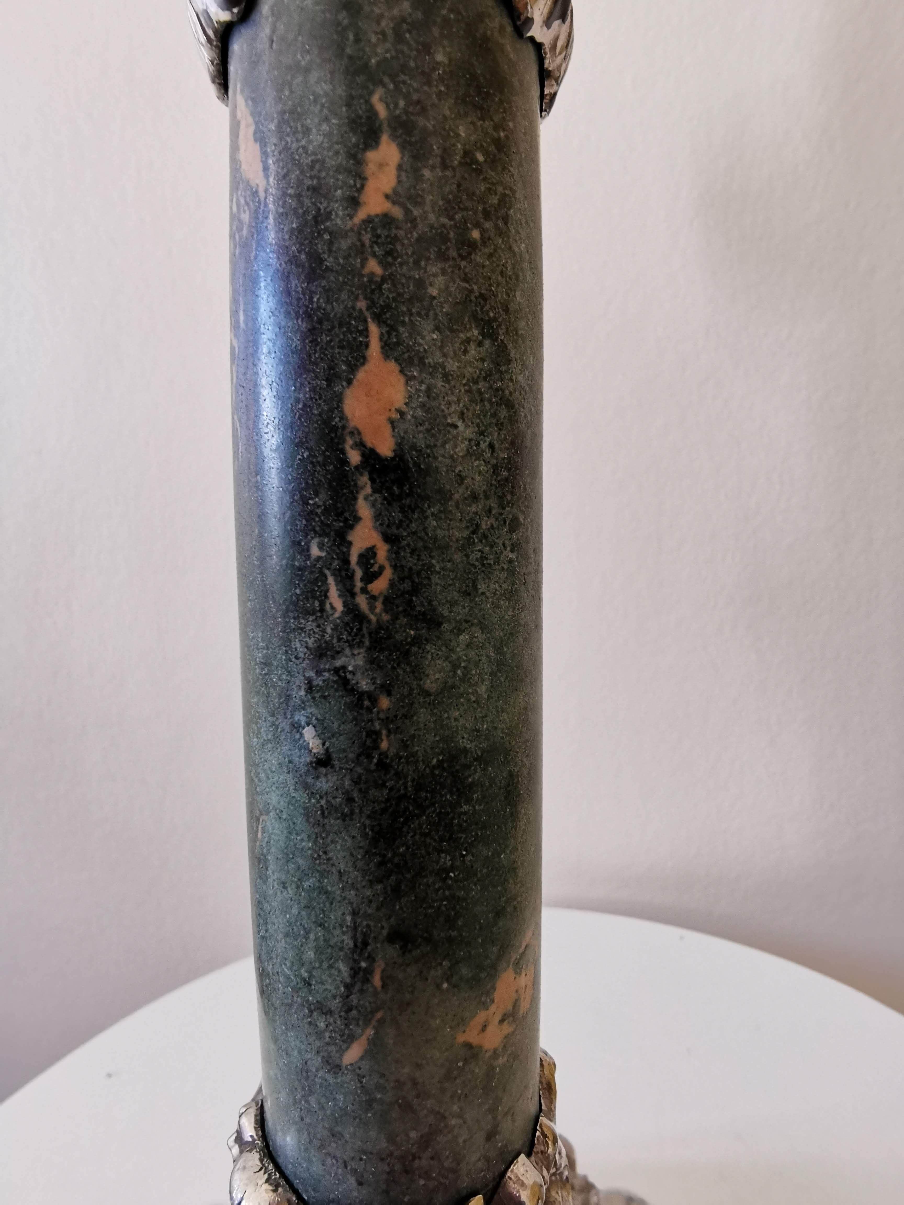 Kerosene lamp late nineteenth century mounted on Corinthian column.