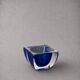 Vintage Sommerso glass ashtray in Murano style, square blue shape.