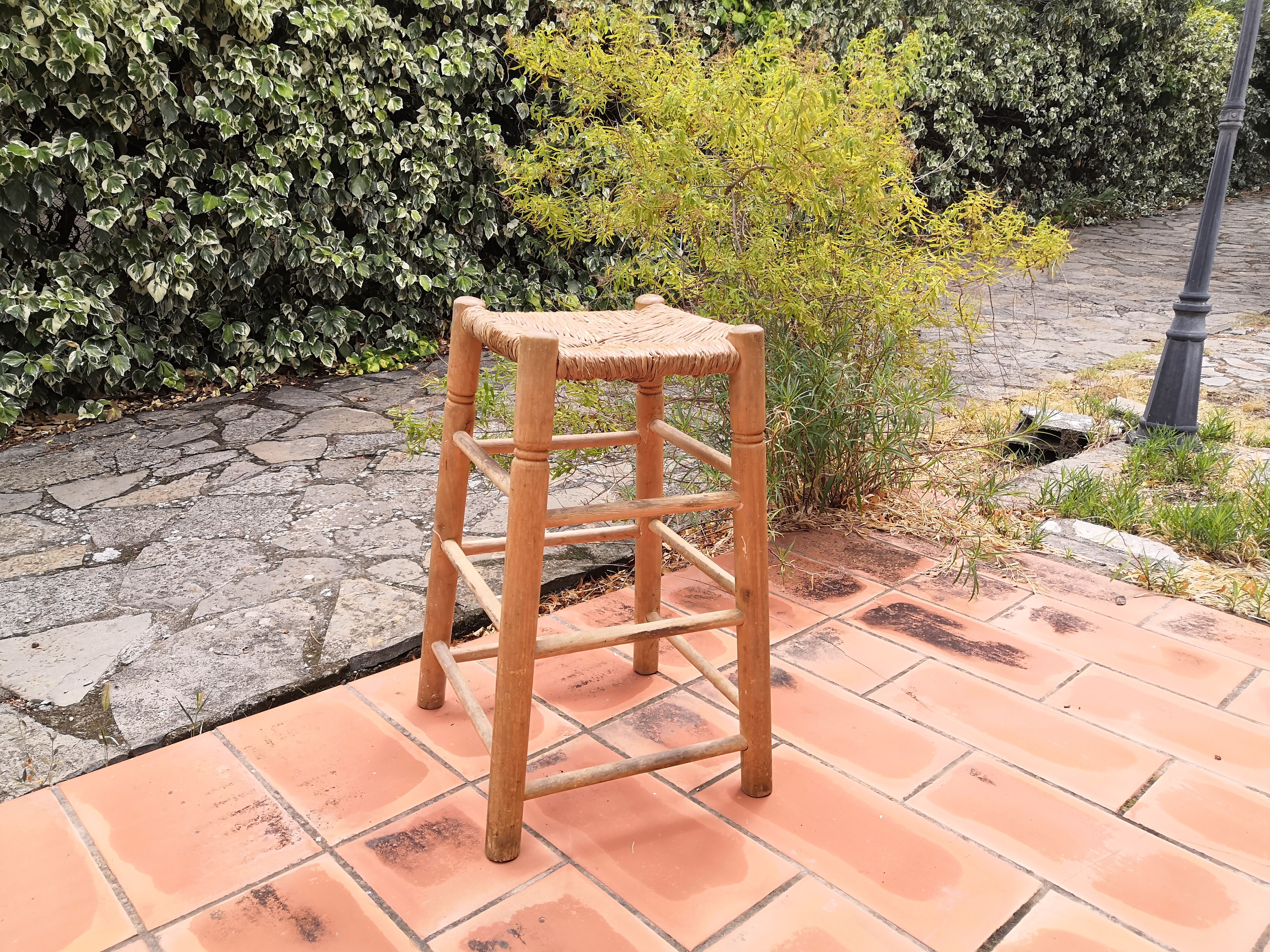 Rush and birch stool 1960