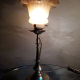 Lampe calice, pied laiton et tulipe verre, 1930