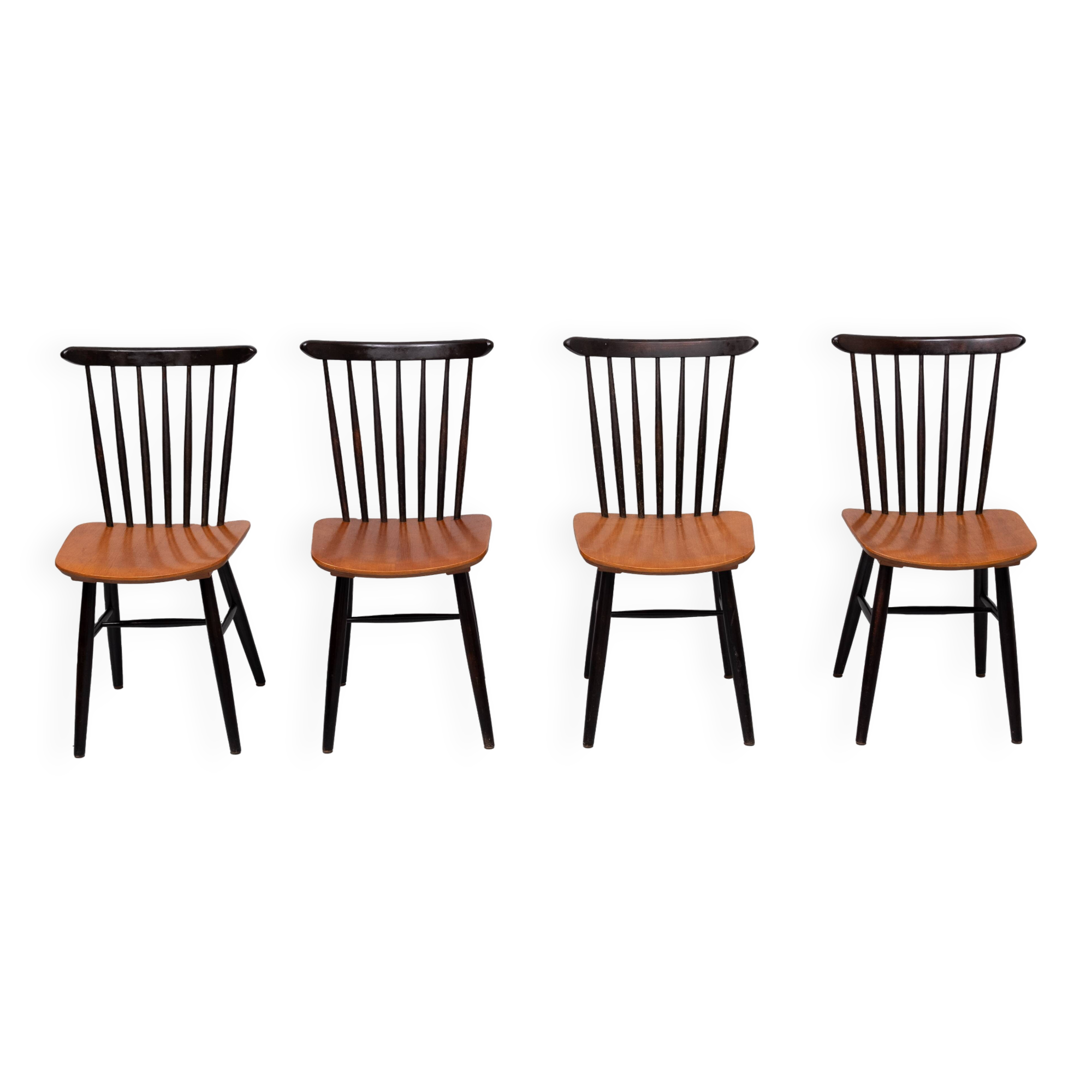 Set of 4 spindle back dining chairs 1960s holland