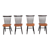 Set of 4 spindle back dining chairs 1960s holland