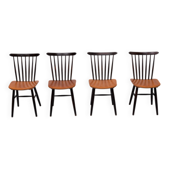 Set of 4 spindle back dining chairs 1960s holland