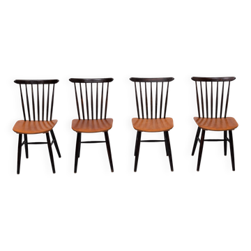 Set of 4 spindle back dining chairs 1960s holland