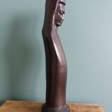 Statue sculpture vierge femme en bois noir ébène