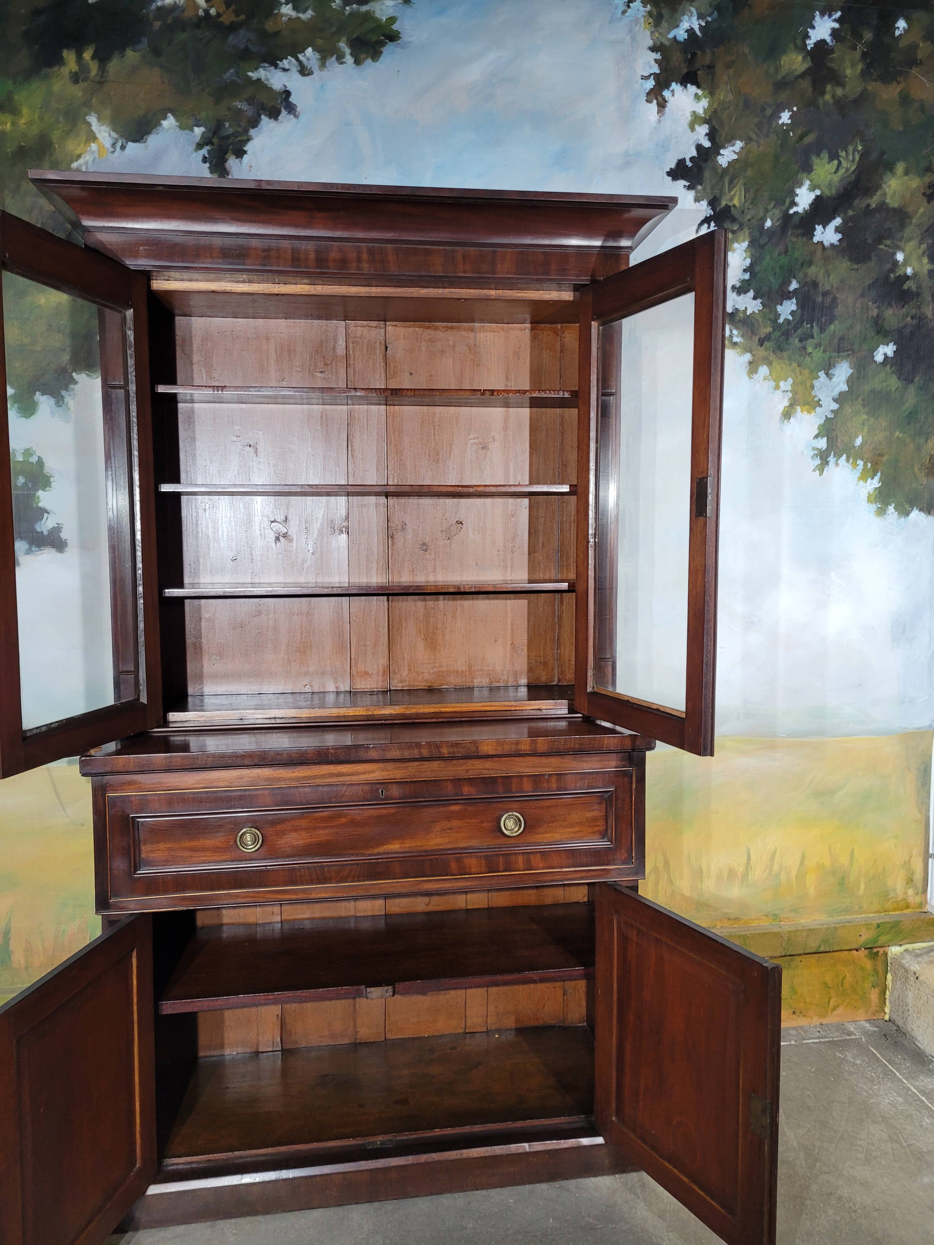 English mahogany desk bookcase
