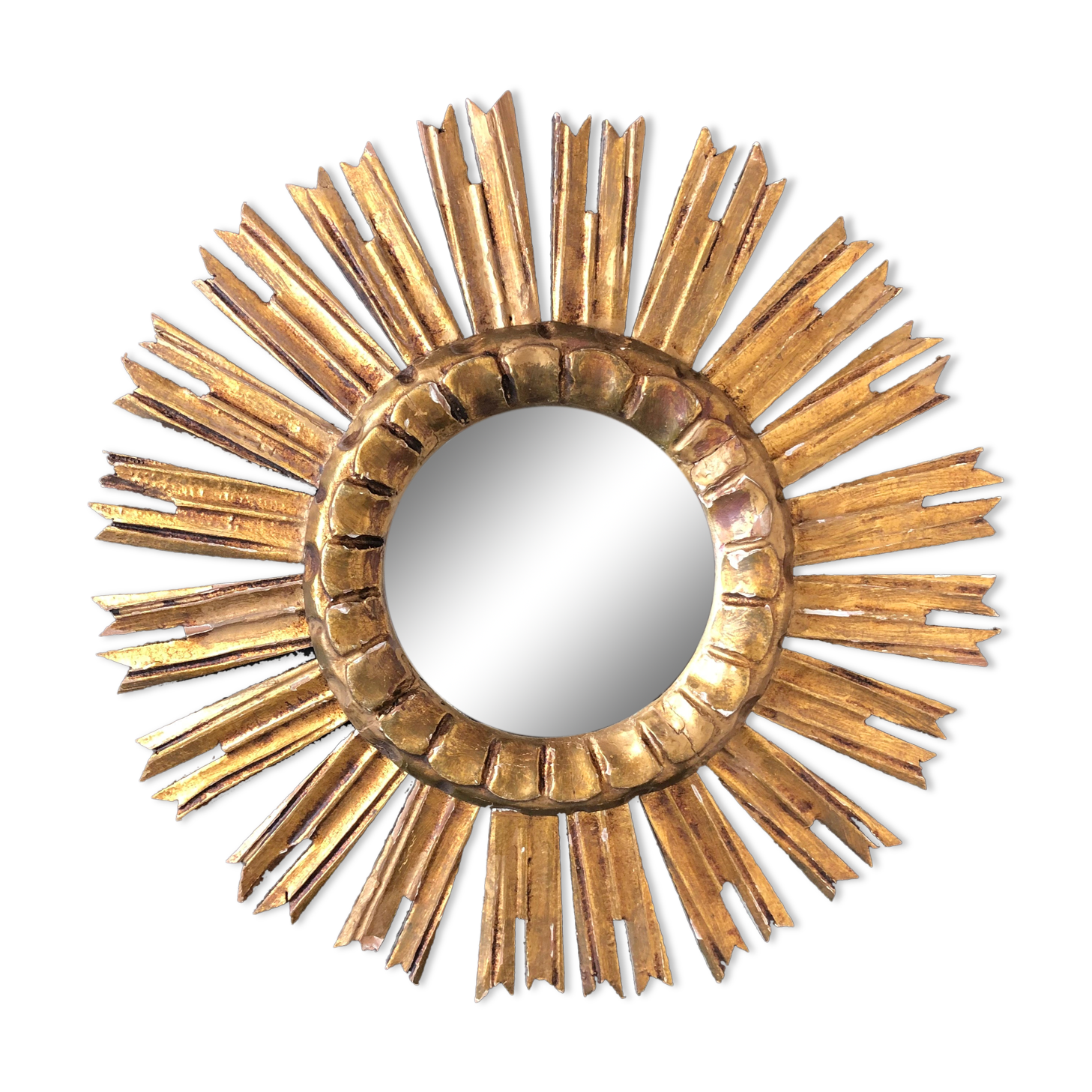 Sun mirror in gilded wood diameter 43 cm