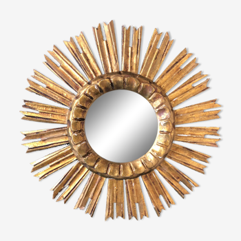 Sun mirror in gilded wood diameter 43 cm