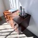 Commode teck poignées cuir 1960
