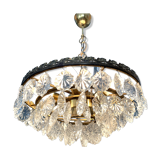 Lustre laiton et pampilles en verre, 3 étages, 6 feux