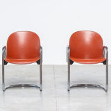 Two leather chairs Tobia Scarpa Design Dialogo Modernist, 1970