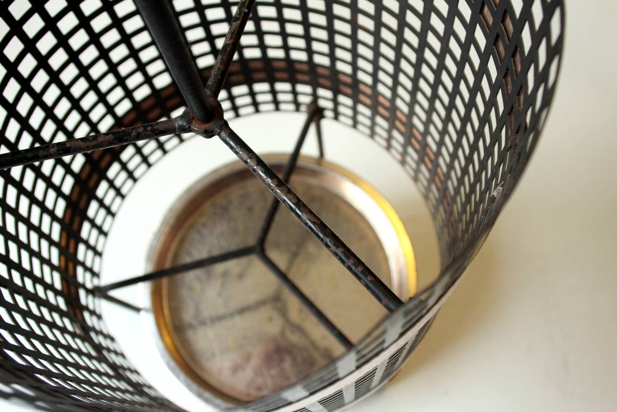 Space Age handmade umbrella stand, made of metal, iron and copper, vintage from the 60s