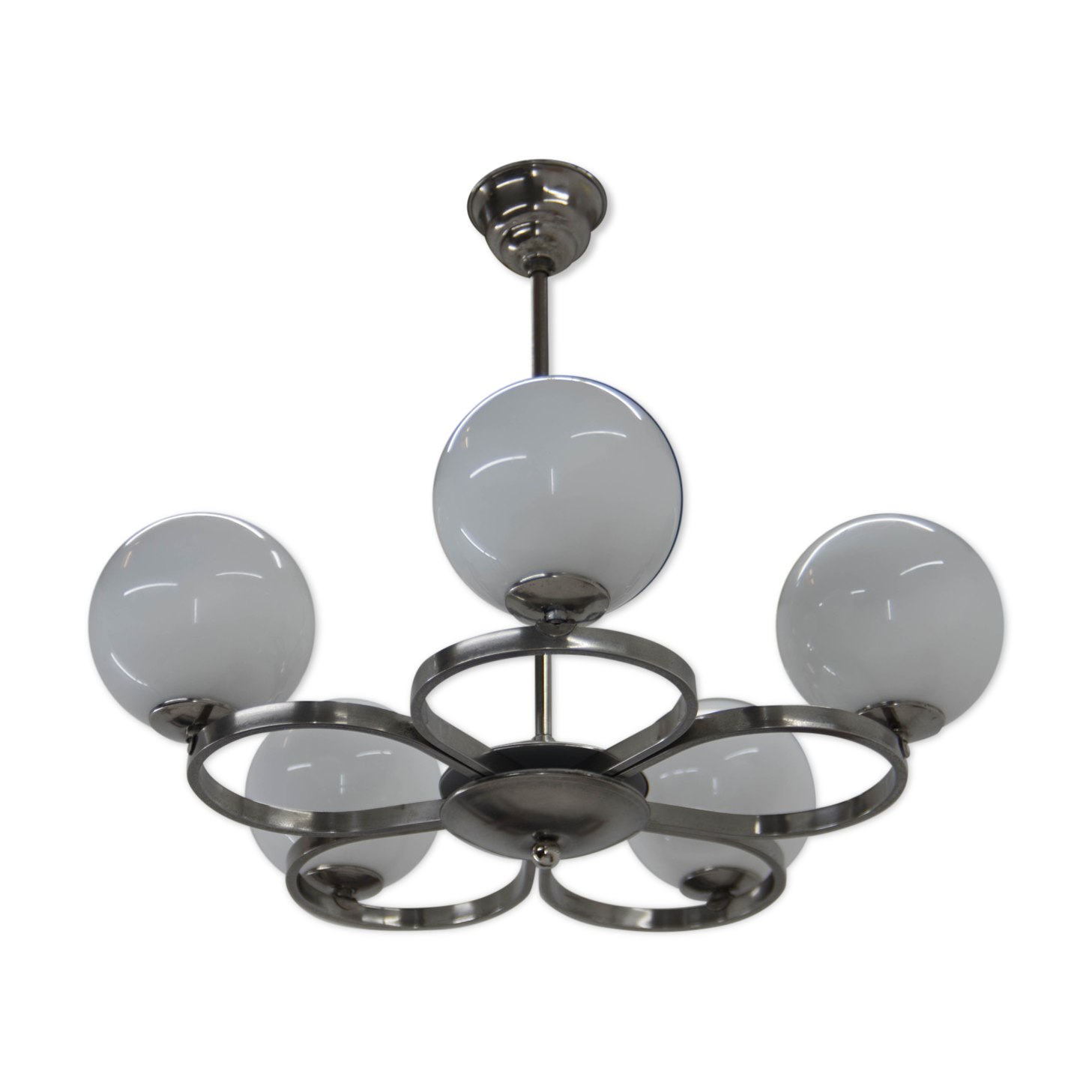 Art deco nickel-plated chandelier, 1930