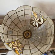 Chandelier suspension mother-of-pearl and brass