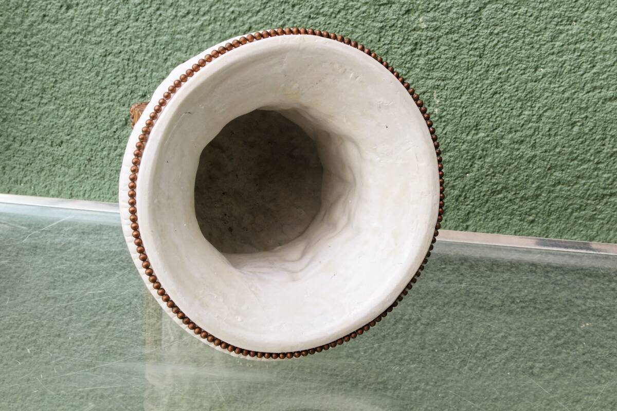 Pair of Medicis Borghese vases in porcelain biscuit and brass.