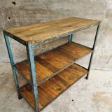 Industrial shelving unit sidetable kitchen rack pastel blue