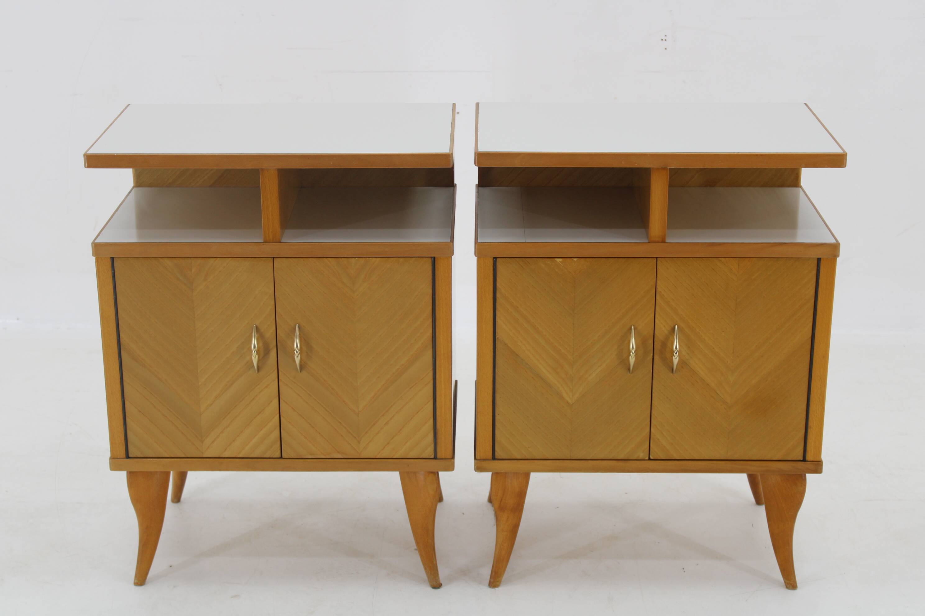 1960s Pair of Nightstands in Ash Finish , Italy