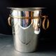 Orfevrerie Vuillermet - champagne bucket in silver metal and golden handles