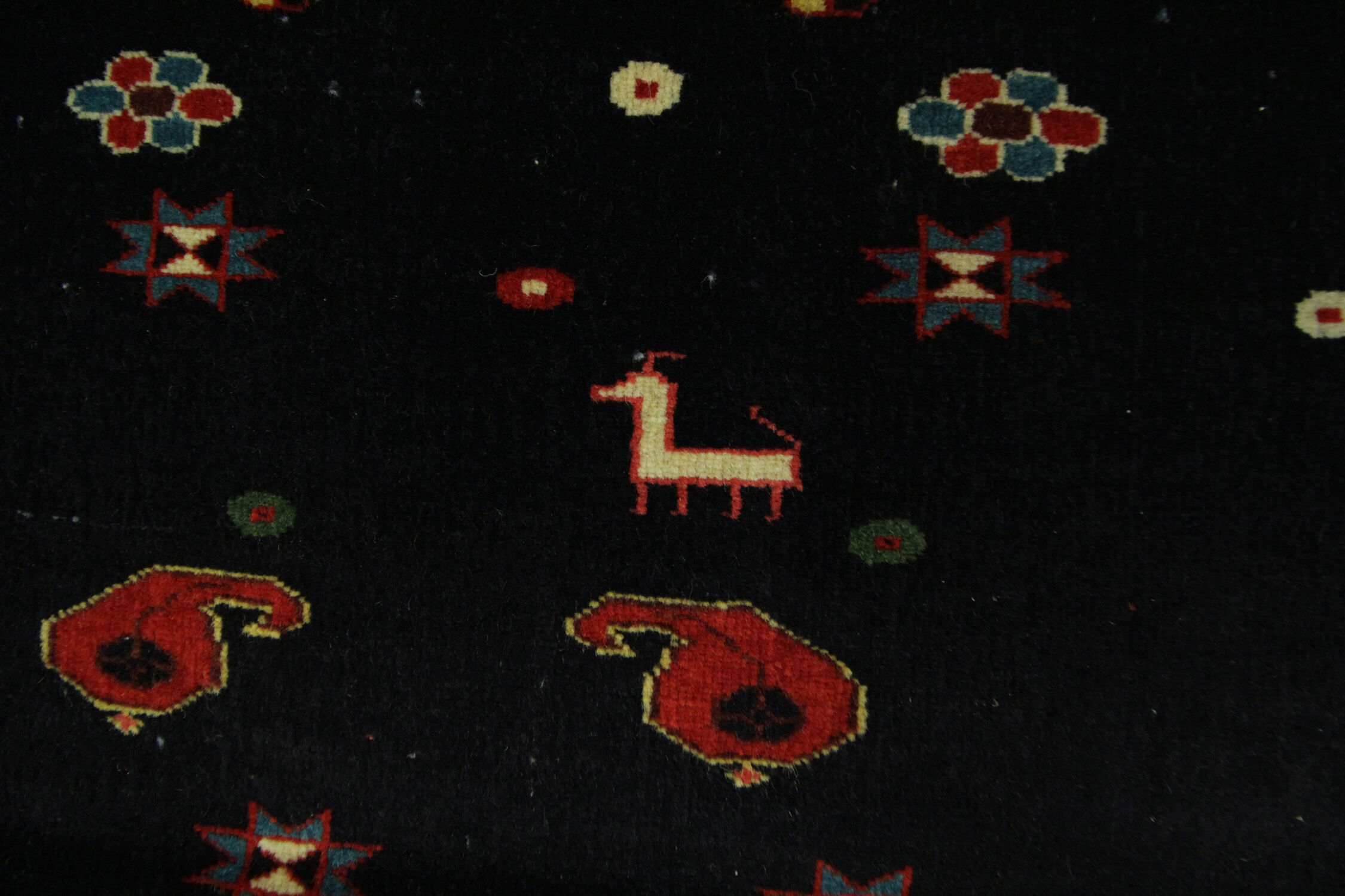 Black Vintage Handmade Wool Persian Rug- 128x157cm