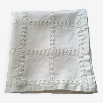 Small old linen tablecloth with days 1.09 x 1.14 m
