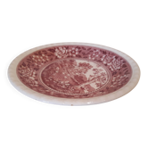 Old earthenware dessert plate, red country-style decoration by Villeroy and Boch.