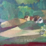 Lush landscape, oil on canvas signed F Courme