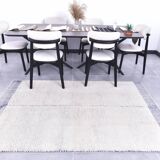 Tapis turc en laine fait main bleu et blanc 4x7, 135x213 cm