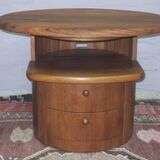 Table basse ovale en teck massif avec plateau pivotant par Silkeborg, Danemark 1960-70