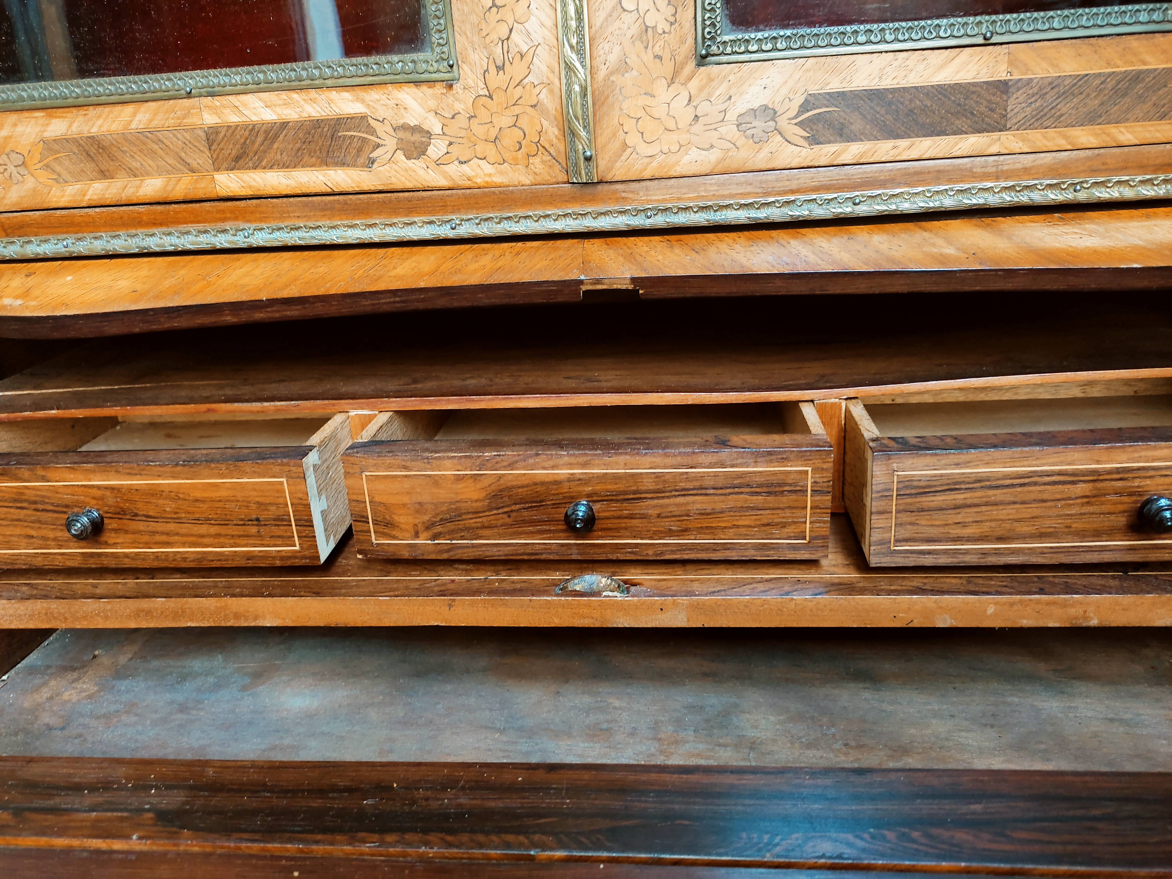 Secretary with marquetry library