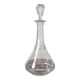 Antique crystal liqueur decanter with engraved monogram and flat ribs
