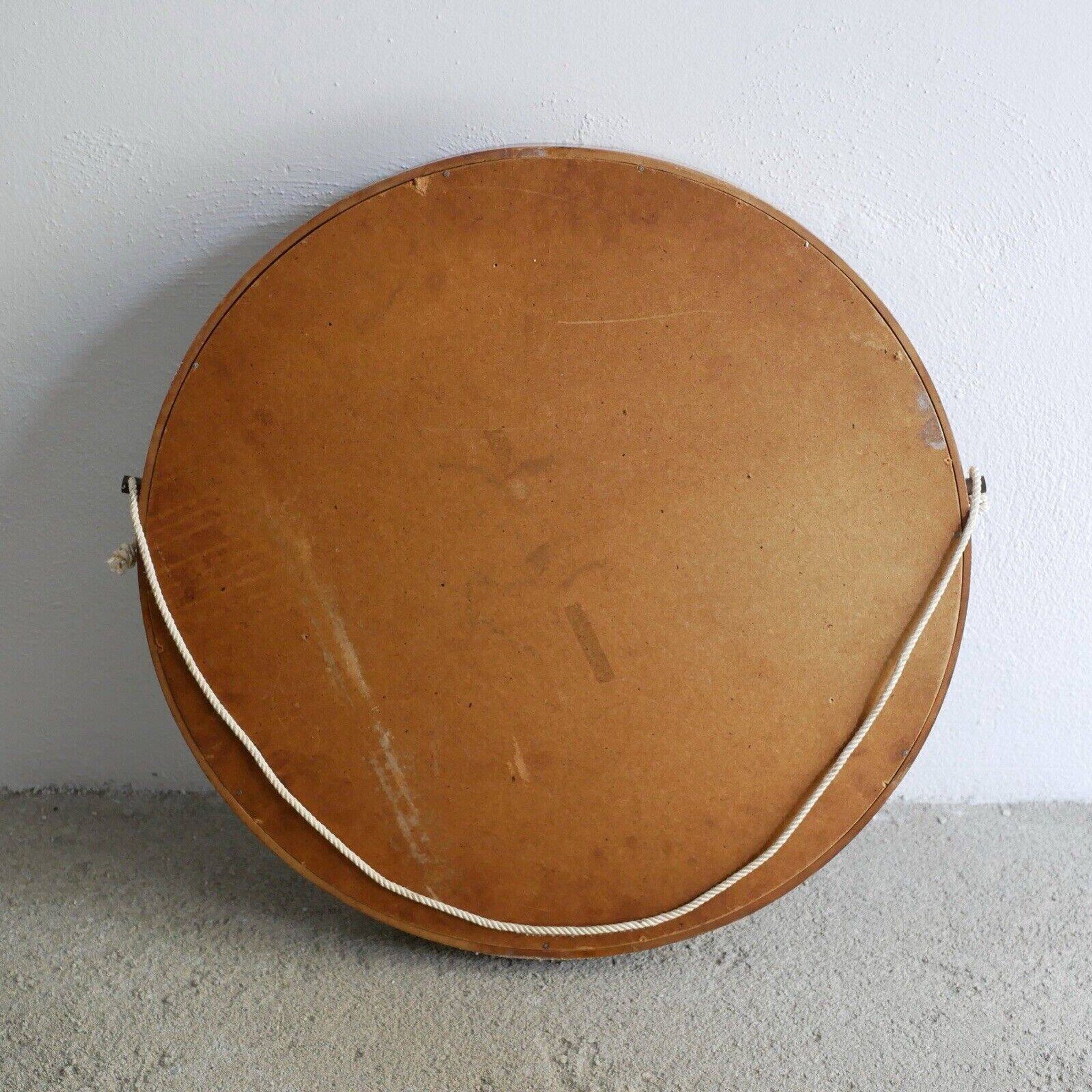 Mirror - Teak - Wooden structure with brass - Vintage Italian design - 1960s