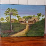 Vintage exotic painting in colonial style