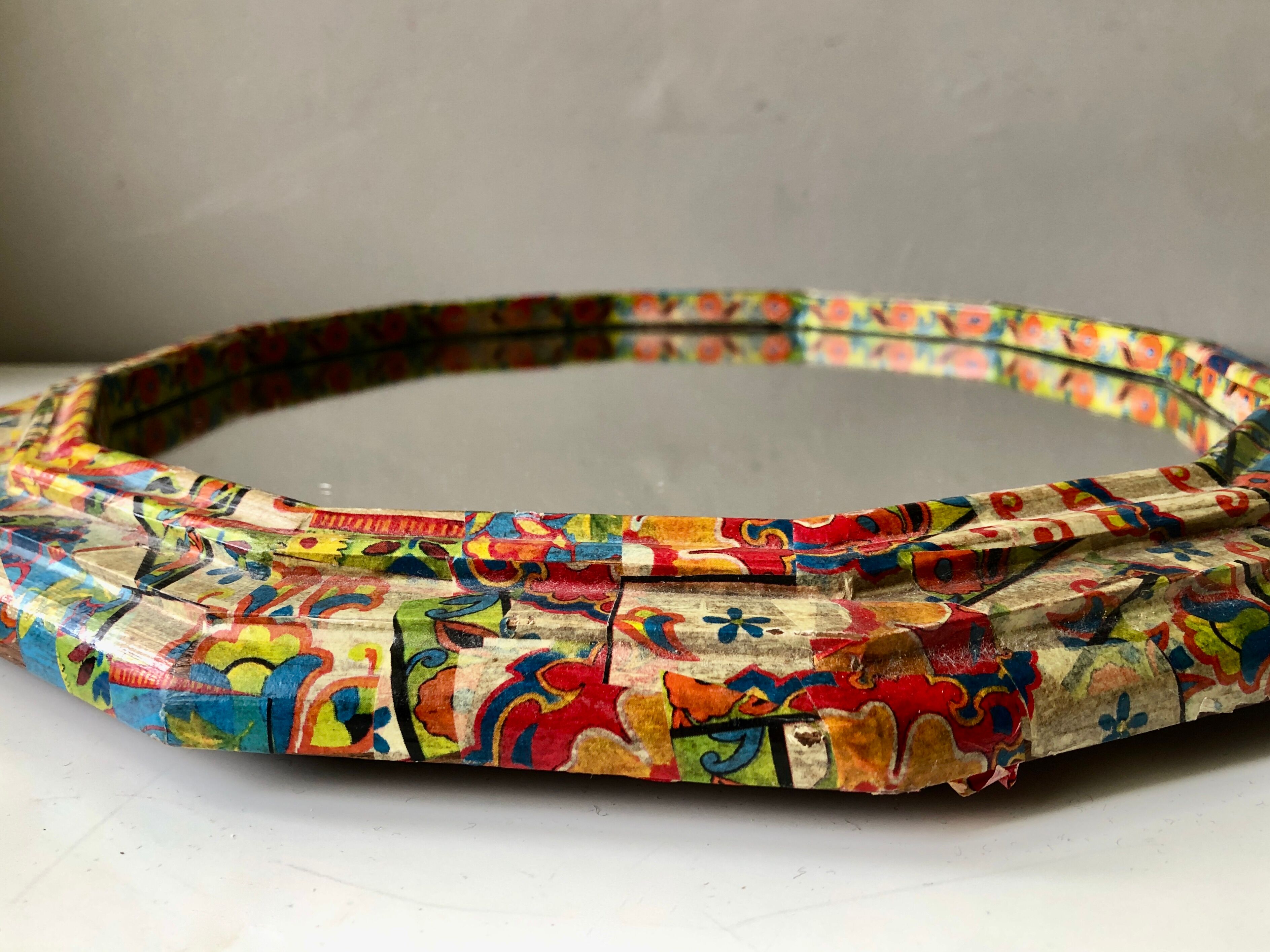 Vintage floral paper mirror